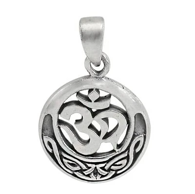 Sterling Silver, 19mm Diameter Om Pendant