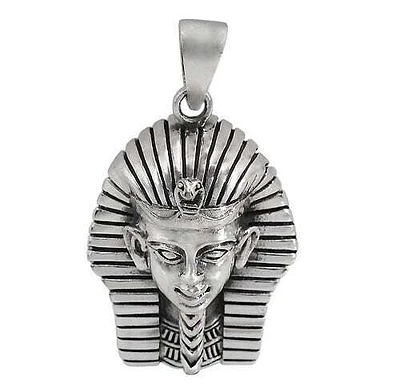 Sterling Silver, 26X21mm Egyptian Pharaoh Head Pendant