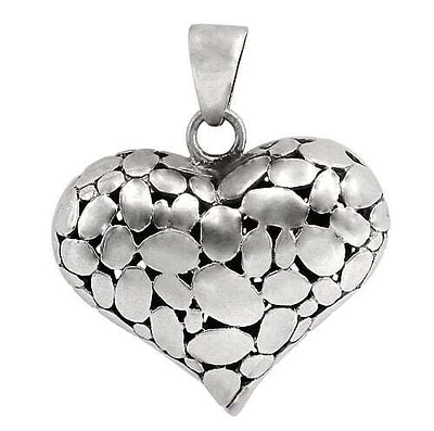 Sterling Silver, 23X27mm Heart Pendant With 11mm Thickness