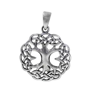 Sterling Silver, Tree Pendant With Celtic Knot Design. Approximate Frame Size: 26mm Diameter X 1.5mm Thickness