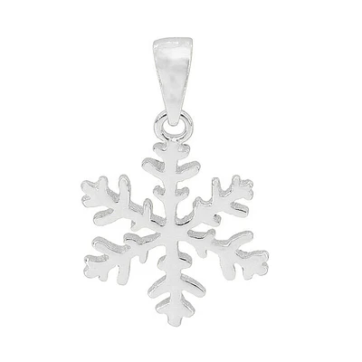 Sterling Silver, 14mm Snowflake Pendant, 1mm Thickness