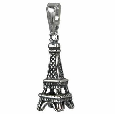 Oxidize Plated On Sterling Silver, Smooth Eiffel Tower Charm With Detail Carving. Approximate Size: 21mm L X 8mm W X 7mm T