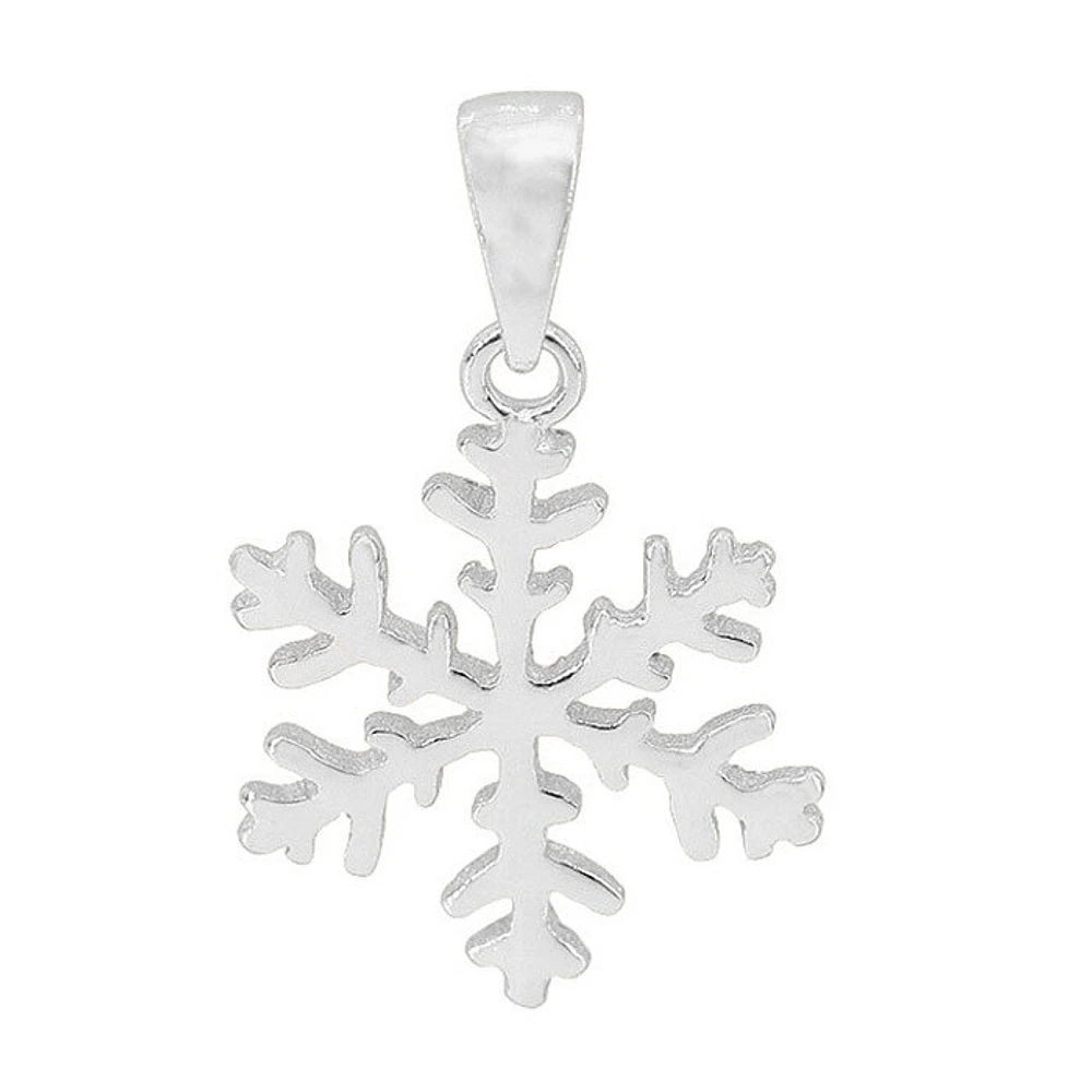 Sterling Silver, 15.5Mm Snowflake Pendant, 1mm Thickness