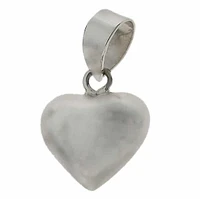 Sterling Silver, Smooth, Puffy Heart Shape Pendant. Approx Heart Size: 15mm Diameter