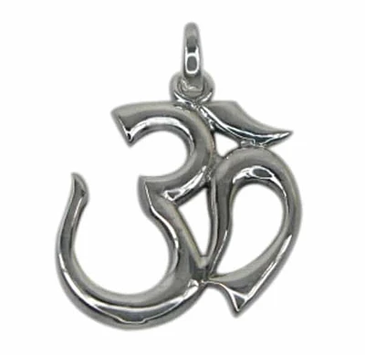 Sterling Silver, Plain, Smooth, Om Shape Pendant. Approximate Size: 20mm L X 19mm W X 2.5mm Thickness