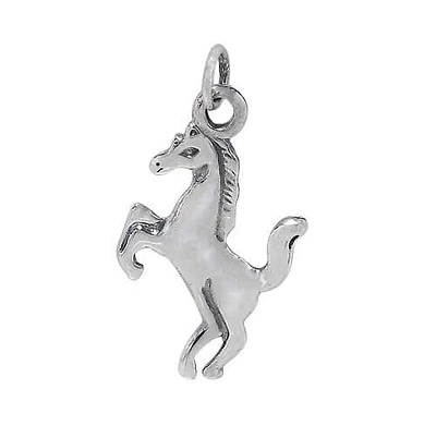 Sterling Silver, Horse Pendant With 6mm Loop. Approximate Pendant Size: 30mm L X 20m W X 1mm T