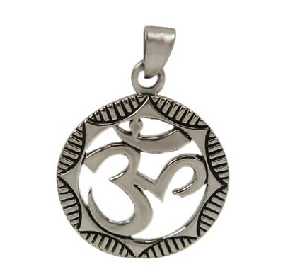 Sterling Silver, Smooth Om Pendant. Approx Pendant Size: 24.5mm D X 2mm T
