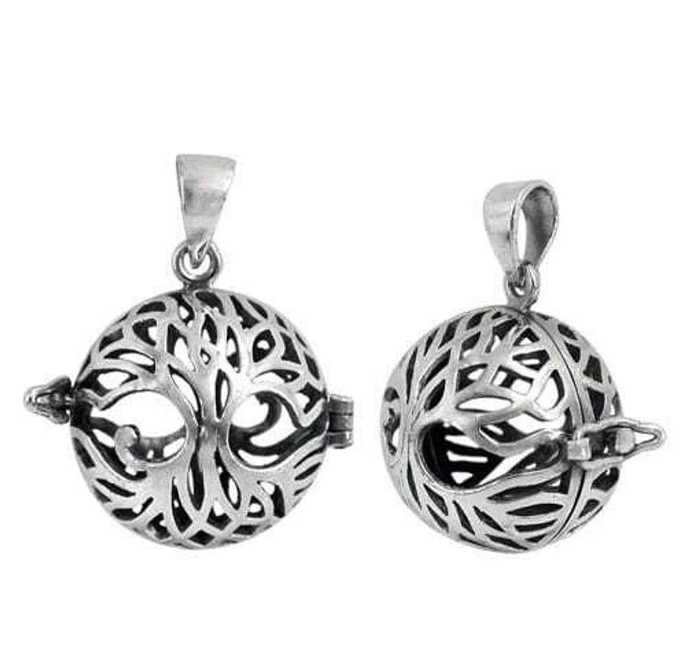 Sterling Silver Tree Of Life Cage Pendant, 21X27mm