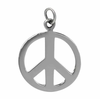 Sterling Silver, Peace Sign Pendant, 30mm Diameter, 1mm Thickness