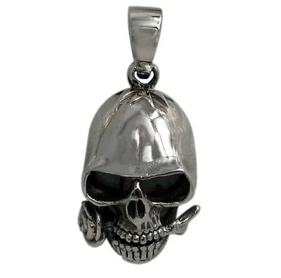 Sterling Silver, Fancy Style, Smooth Skull Pendant. Approx Pendant Size: 19.5mm L X 13mm W
