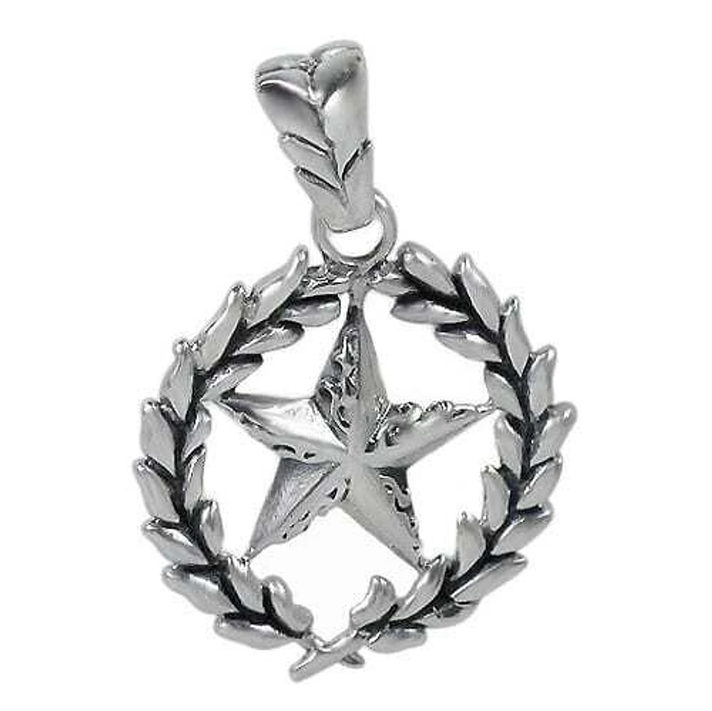 Sterling Silver, Star With Wreath Pendant, 26X24mm Frame