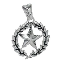 Sterling Silver, Star With Wreath Pendant, 26X24mm Frame