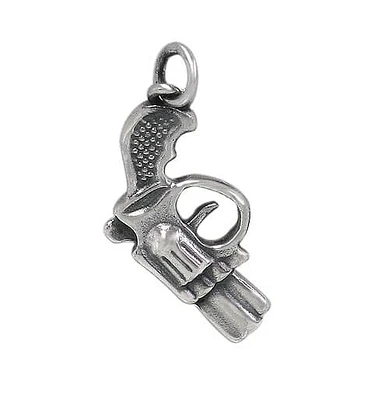 Sterling Silver, Detail Gun Pendant. Approximate Frame Size: 25mm L X 13mm W
