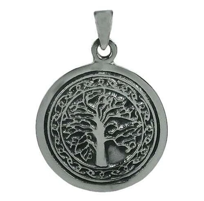 Sterling Silver, Smooth Flat Tree Of Life Pendant. Approx Pendant Size: 28mm D X 1mm T