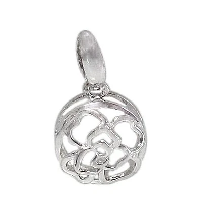 Rhodium Plated On Sterling Silver, Flower Pendant. Approximate Pendant Size: 10m Diameter
