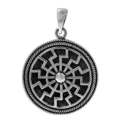 Sterling Silver, Black Sun Pendant. Approx Pendant Size: 28mm Diameter X 1.5mm Thickness