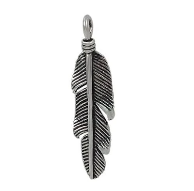 Sterling Silver, Unique Feather Shape Pendant With Detail. Approx Size: 34mm L X 11mm W