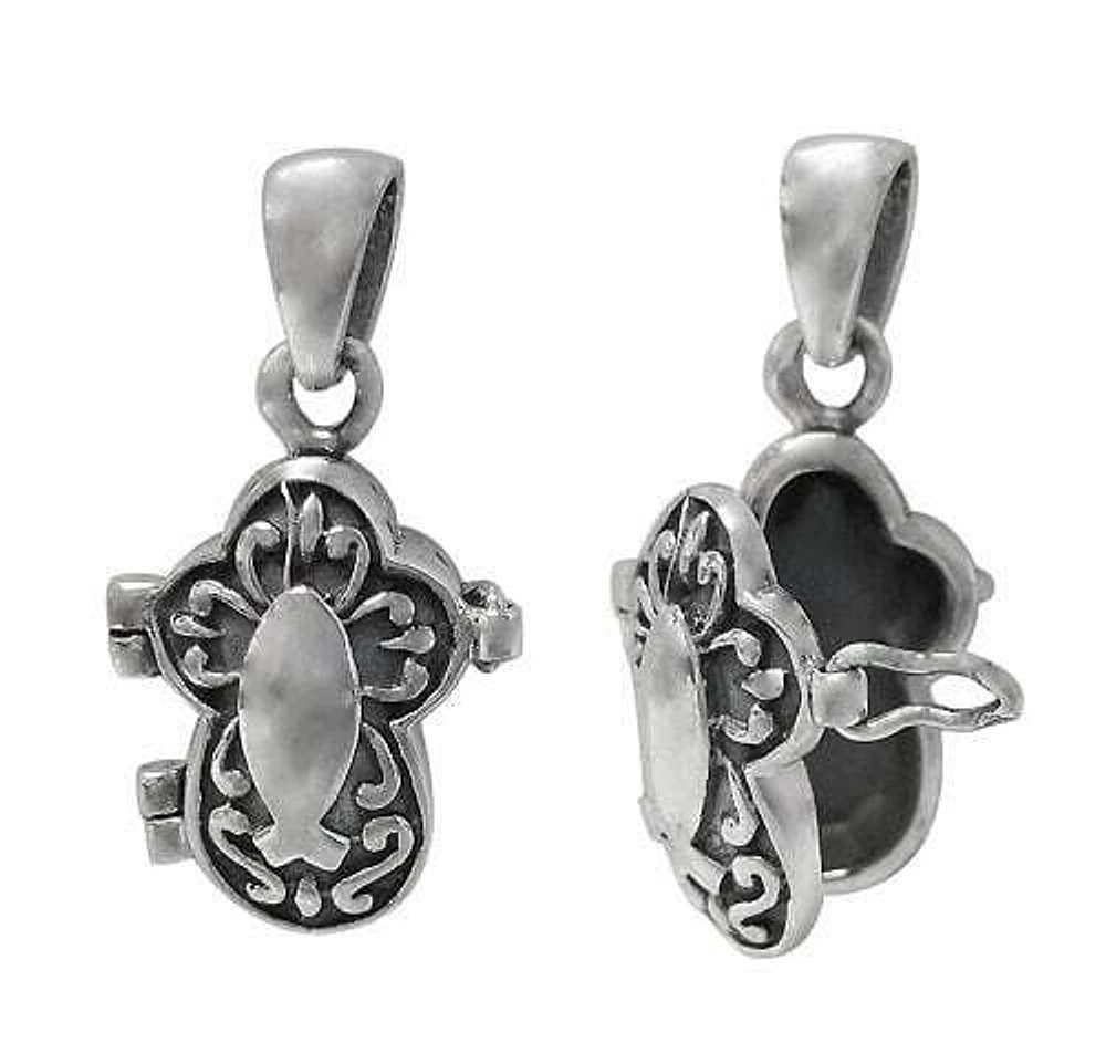 Sterling Silver, 18X16mm Cross Prayer Box Pendant