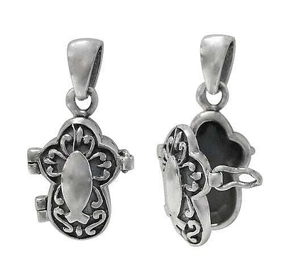 Sterling Silver, 18X16mm Cross Prayer Box Pendant