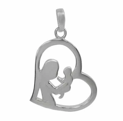 Sterling Silver, Smooth Heart Shape Pendant. Approx Pendant Size: 22mm L X 20mm W X 2mm T