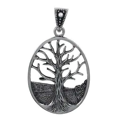 Sterling Silver, Tree Of Life Pendant. Approx Frame Size: 31mm L X 23mm W