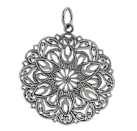 Sterling Silver Floral Design Pendant, 39X41mm(Outer Frame)