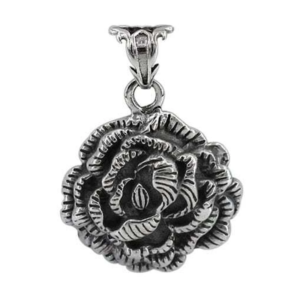 Sterling Silver Flower Pendant, 24mm Diameter