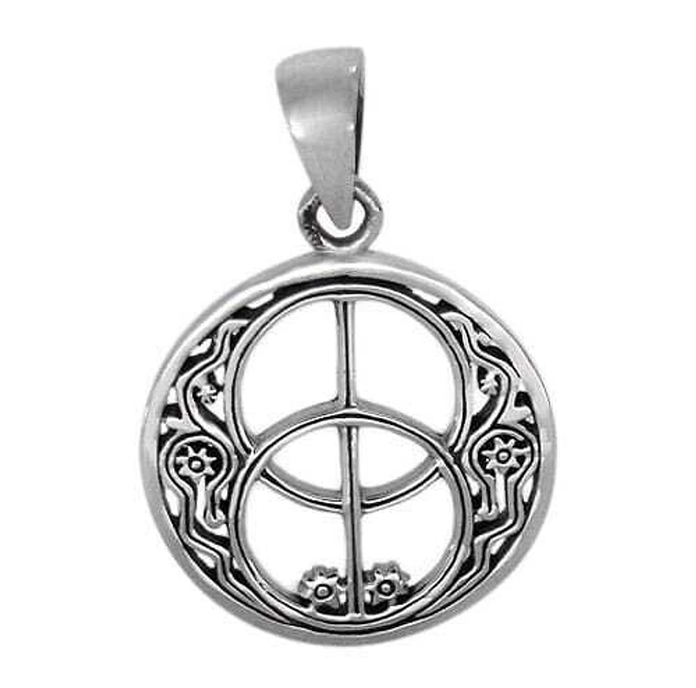 Sterling Silver Double Peace Pendant, 22mm Diameter