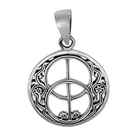 Sterling Silver Double Peace Pendant, 22mm Diameter