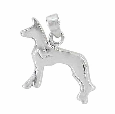 Sterling Silver With Rhodium Dog Pendant