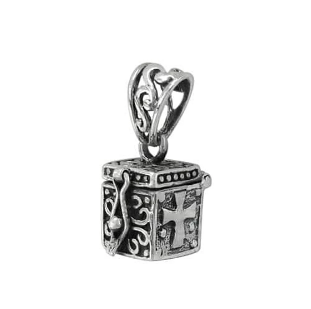 Sterling Silver, 12X9mm Prayer Box Pendant