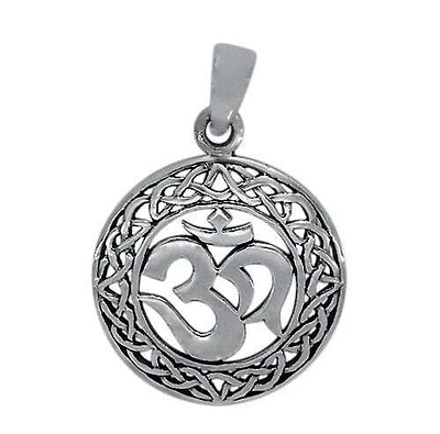 Sterling Silver, Smooth Round Shape Om Pendant. Approx Pendant Size: 25mm D X 1.5mm T