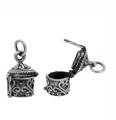 Sterling Silver, Posion Tube Pendant With Detail Design. Approx Pendant Size: 9mm D X 13mm L