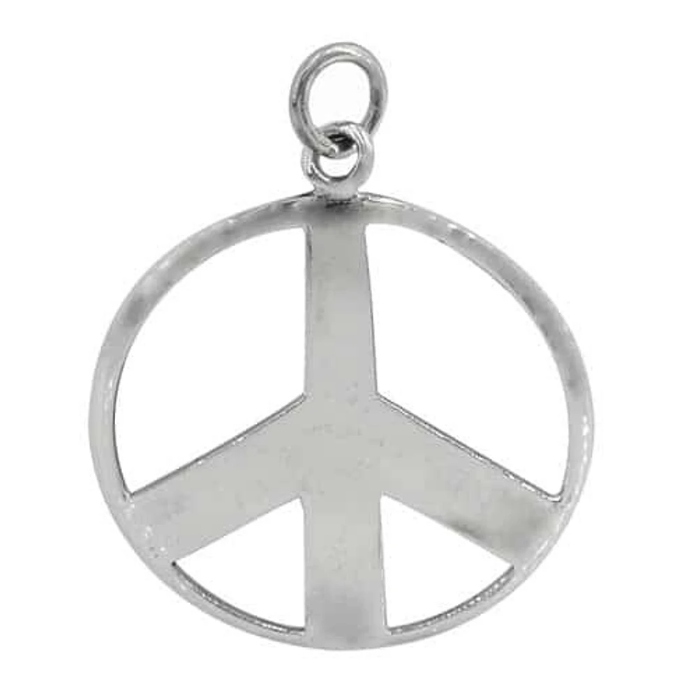 Sterling Silver Peace Sign Pendant, 33mm Diameter(Outer Frame)