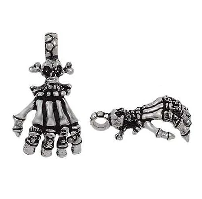 Sterling Silver, Fancy Style, Smooth Skeleton Hand Pendant. Approx Pendant Size: 35.5mm L X 19mm W(Size May Vary)