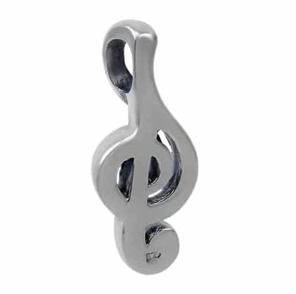 Sterling Silver, Smooth Music Note Pendant. Approx Size: 24mm Lx 10mm W X 4mm T