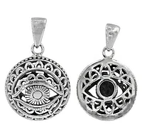 Sterling Silver Evil Eye Pendant, 20mm Diameter X 9mm Height
