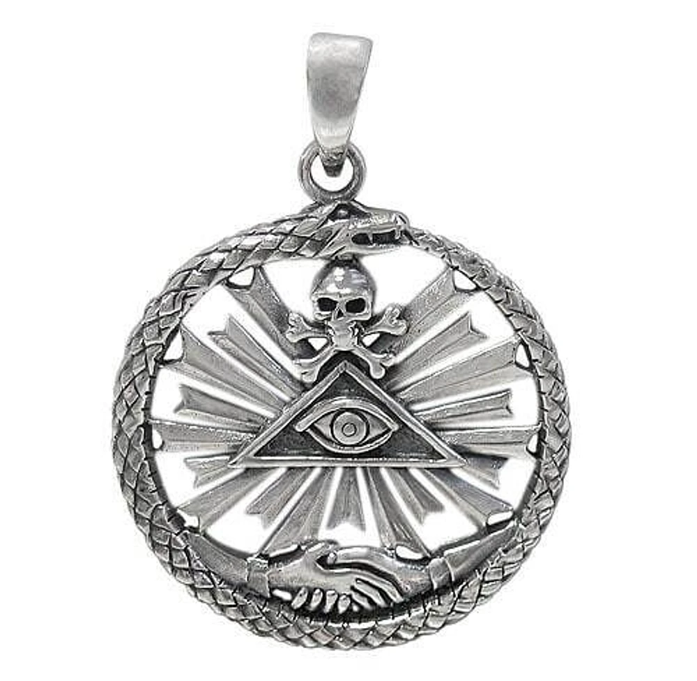 Sterling Silver Eye Of Providence Pendant, 30mm Diameter