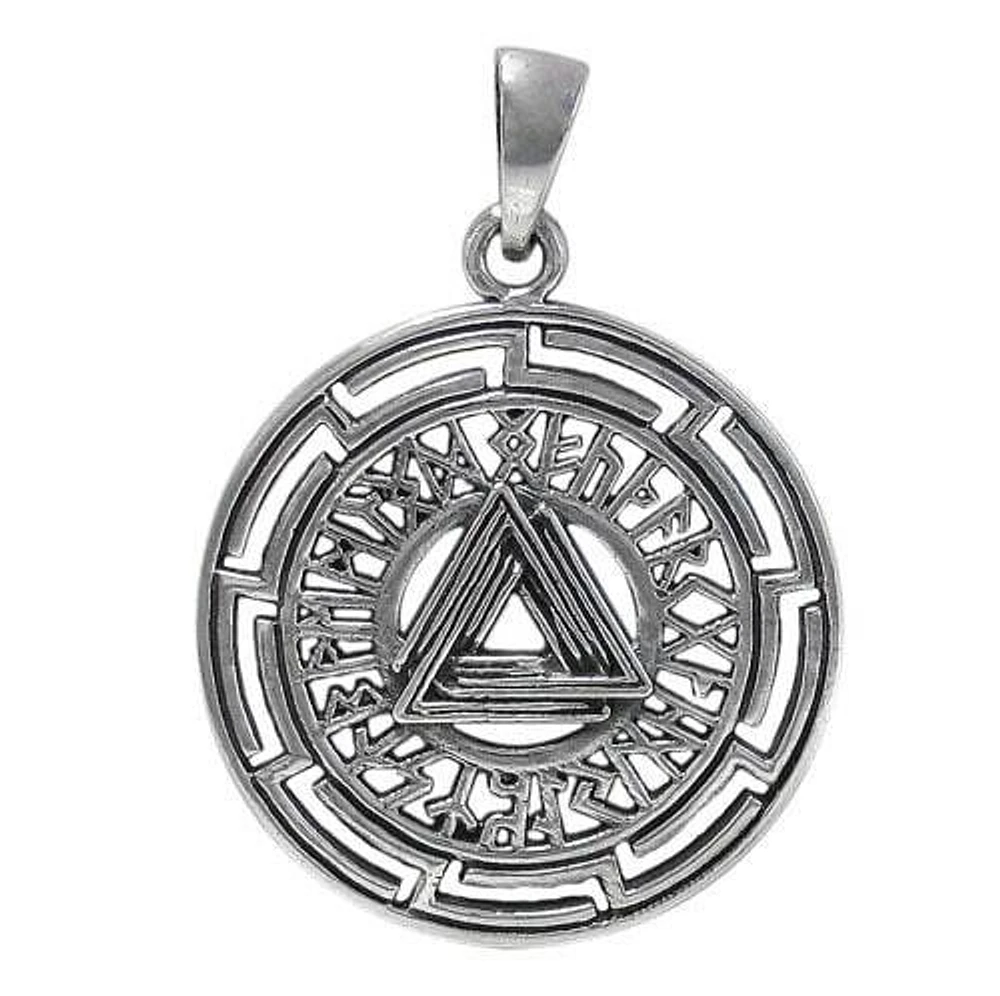 Sterling Silver Viking Pendant, 29mm Diameter