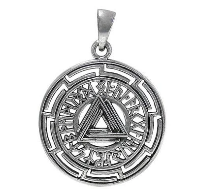 Sterling Silver Viking Pendant, 29mm Diameter