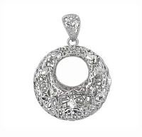 Sterling Silver With Rhodium Filigree Pendant, 16mm Diameter