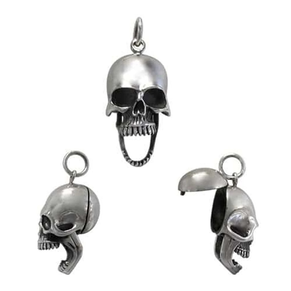 Sterling Silver Skull Head Pendant, 30X17mm