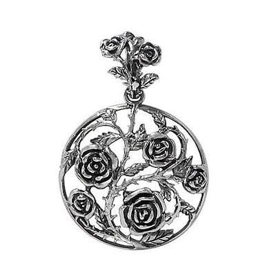 Sterling Silver, Round Shape Pendant With Flower Filigree Design. Approximate Frame Size: 30mm Diameter