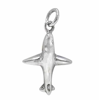 Sterling Silver, Airplane Pendant With 6mm Loop. Approximate Frame Size: 19mm L X 15mm W