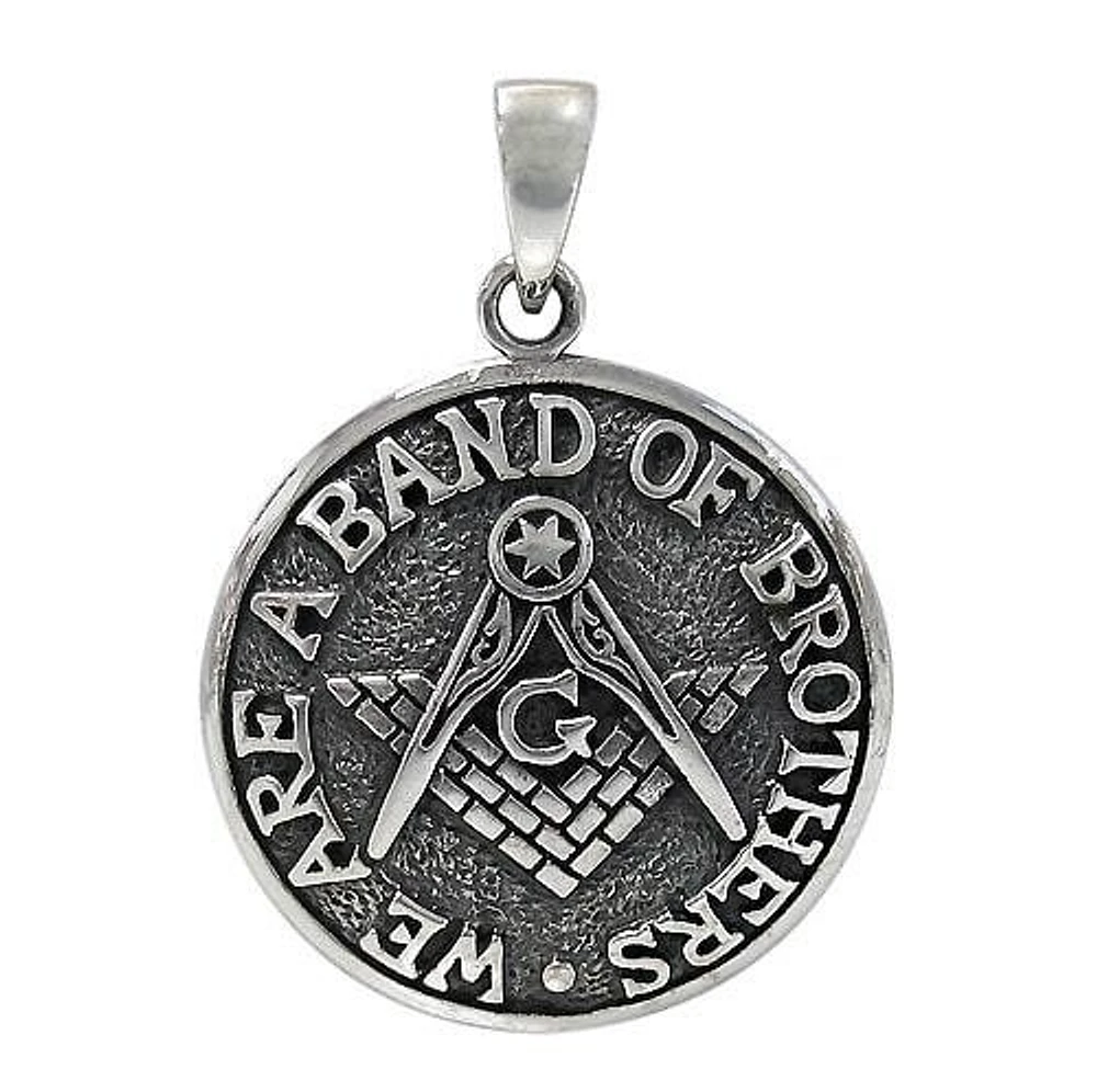 Sterling Silver Masonic Compass Pendant 28mm Diameter