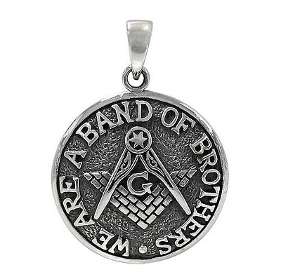 Sterling Silver Masonic Compass Pendant 28mm Diameter