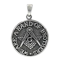 Sterling Silver Masonic Compass Pendant 28mm Diameter