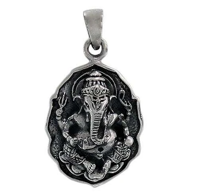 Sterling Silver, Smooth Ganesha Pendant. Approx Pendant Size: 27mm L X 21mm W