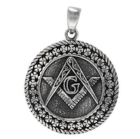 Sterling Silver Masonic Compass Pendant 29mm Diameter