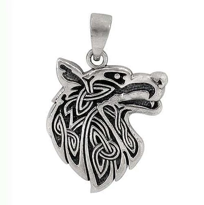 Sterling Silver, Celtic Wolf Pendant